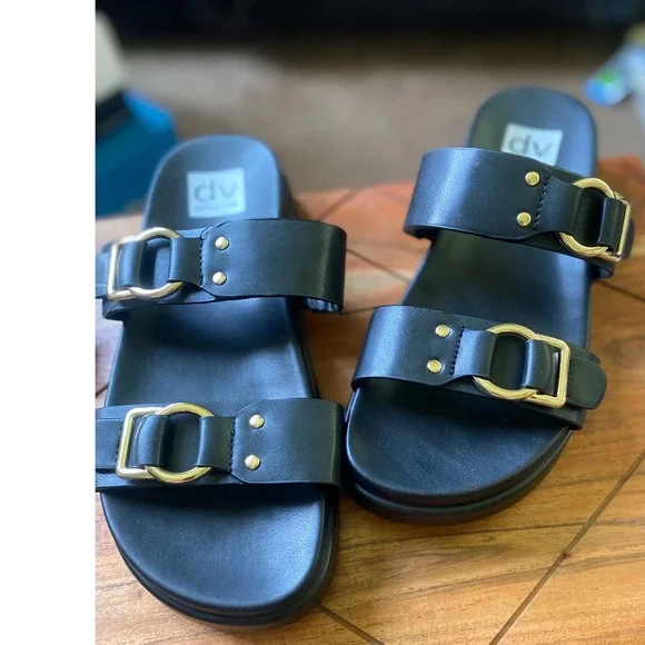 DV Dolce Vita Black Buckle Slides Sandals Comfortable Slip On Size 9 - Picture 11 of 11